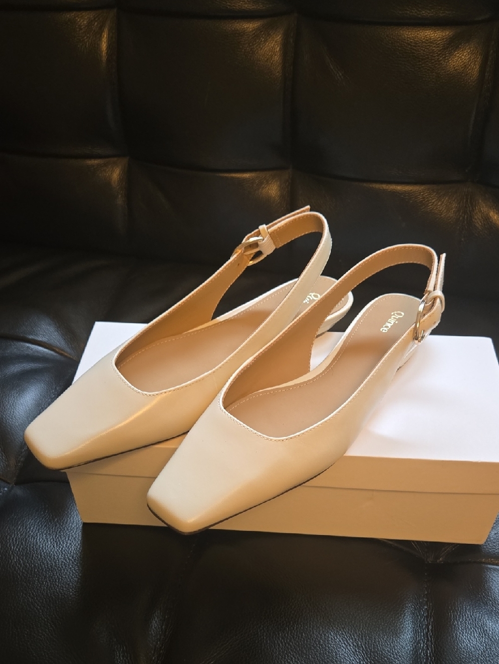 Quince Italian Leather Classic Slingbacks, Neutral, 7, VGUC, Quiet Lux